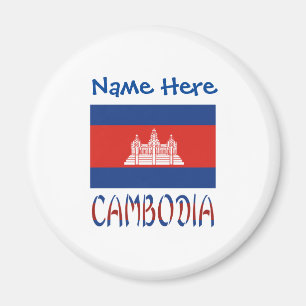 Cambodia Cambodjaanse Vlag Blauw Persoonlijk  Magneet
