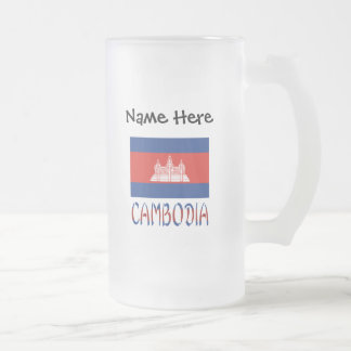 Cambodia Cambodjaanse Vlag Gepersonaliseerde Naam  Matglas Bierpul