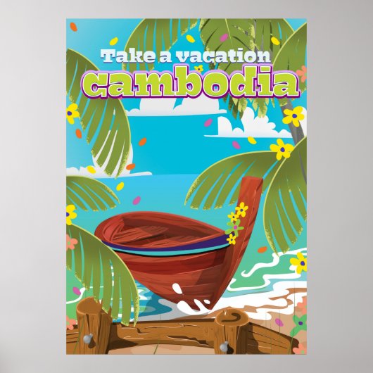 Cambodia cartooneske reisposter kunst. poster (Voorkant)