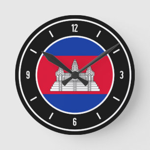 Cambodia Flag Elegant Ronde Klok