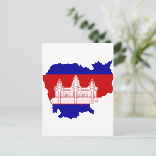Cambodia Flag map KH Briefkaart (Staand voorkant)
