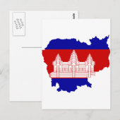 Cambodia Flag map KH Briefkaart (Voorkant / Achterkant)