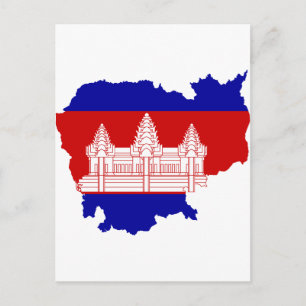 Cambodia Flag map KH Briefkaart