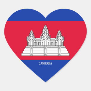 Cambodia Flag Splendid Patriotic Hart Sticker