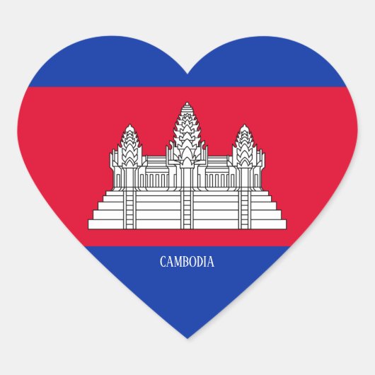 Cambodia Flag Splendid Patriotic Hart Sticker (Voorkant)