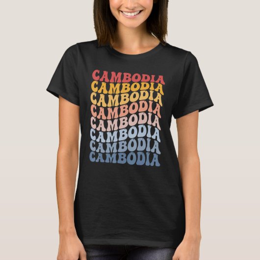 Cambodia Groovy Retro Cambodian T-shirt (Voorkant)