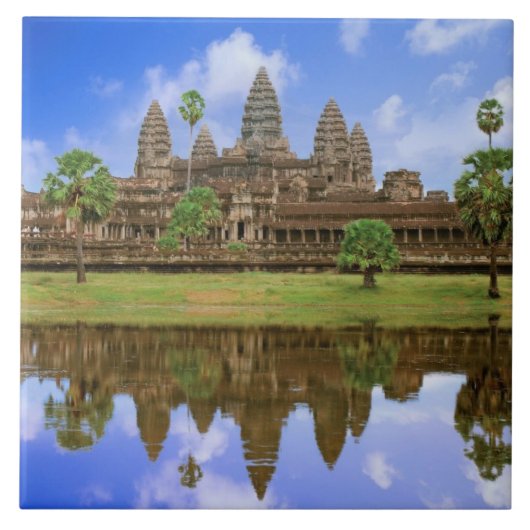 Cambodia, Kampuchea, Angkor Wat tempel. Tegeltje (Voorkant)