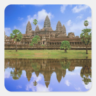 Cambodia, Kampuchea, Angkor Wat tempel. Vierkante Sticker