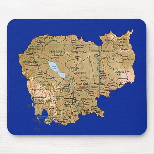 Cambodia Map Mousepad Muismat (Voorkant)