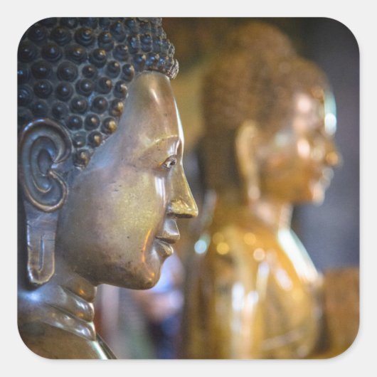Cambodia, Phnom Penh. Boeddhabeelden Vierkante Sticker (Voorkant)