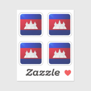 Cambodia vierkante glanzende vlag sticker