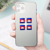 Cambodia vierkante glanzende vlag sticker (Telefoon)
