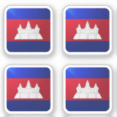 Cambodia vierkante glanzende vlag sticker (Voorkant)