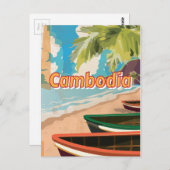 Cambodia Vintage-poster Briefkaart (Voorkant / Achterkant)