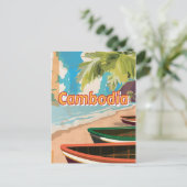 Cambodia vintage reisposter briefkaart (Staand voorkant)
