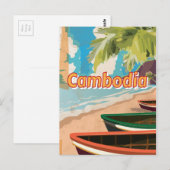 Cambodia vintage reisposter briefkaart (Voorkant / Achterkant)