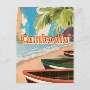 Cambodia vintage reisposter briefkaart