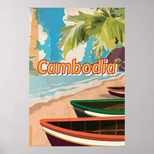 Cambodia vintage reisposter poster (Voorkant)