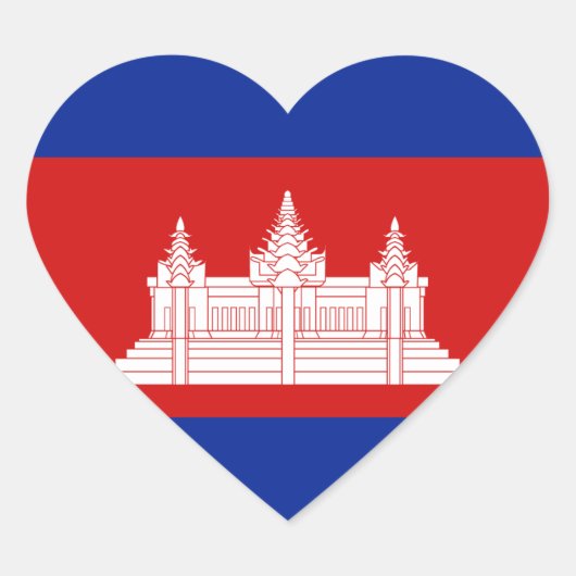 Cambodia Vlag Hart Sticker (Voorkant)