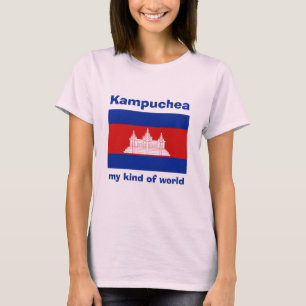 Cambodia Vlag + Kaart + Tekst T-Shirt