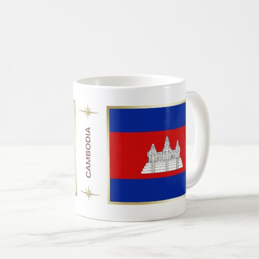 Cambodia Vlag + Landkaart Mok (Voorkant rechts)