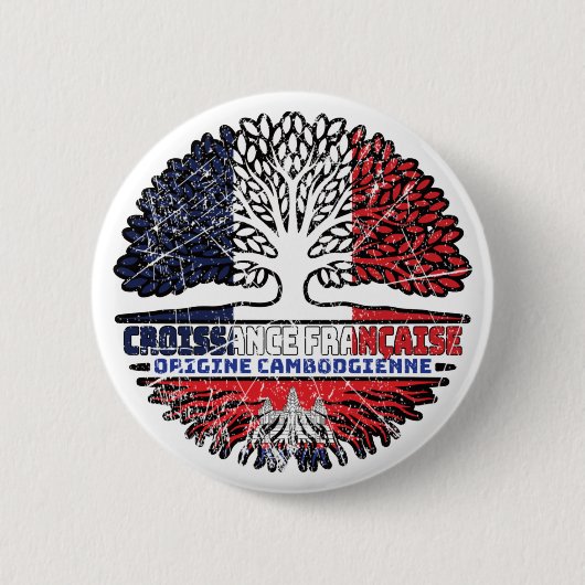 Cambodian French France Tree Roots Flag Ronde Button 5,7 Cm (Voorkant)