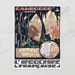 Cambodja, Angkor, Indochina, Oude Aziatische Reis Briefkaart