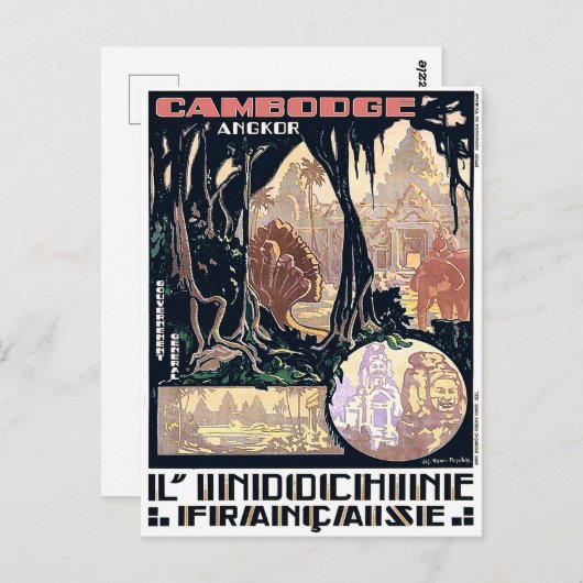 Cambodja, Angkor, L'Indochine,  Aziatisch reizen Briefkaart (Voorkant / Achterkant)