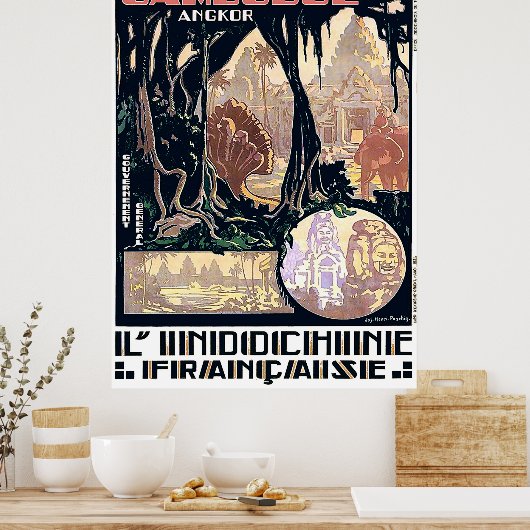 Cambodja, Angkor, L'Indochine,  Aziatisch reizen Poster (Keuken)