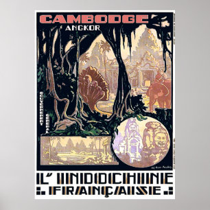 Cambodja, Angkor, L'Indochine,  Aziatisch reizen Poster