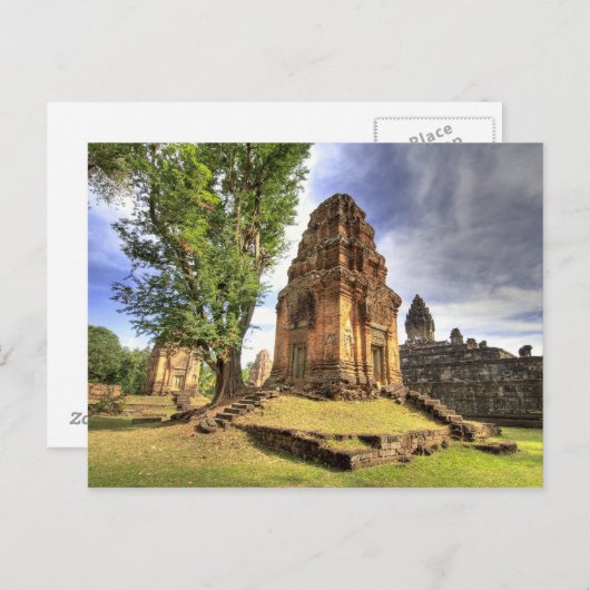Cambodja, Angkor Wat. Uitzicht van Bakong Temple. Briefkaart (Voorkant / Achterkant)