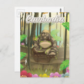 Cambodja Buddah vintage-poster Briefkaart (Voorkant / Achterkant)