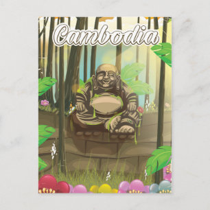 Cambodja Buddah vintage-poster Briefkaart