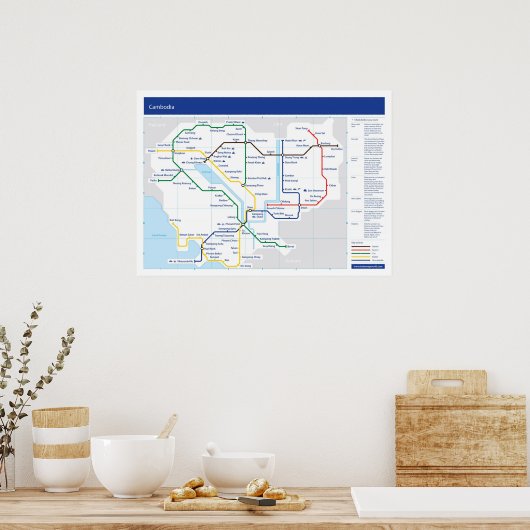 Cambodja-buiskaart Poster (Keuken)