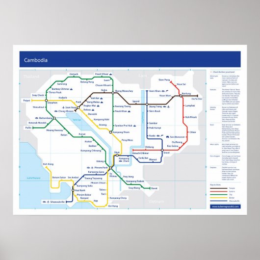 Cambodja-buiskaart Poster (Voorkant)