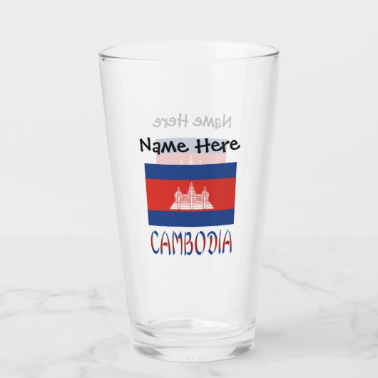 Cambodja Cambodjaanse vlag gepersonaliseerd Glas (Achterkant)