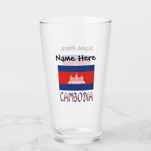 Cambodja Cambodjaanse vlag gepersonaliseerd Glas (Voorkant)