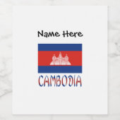 Cambodja Cambodjaanse vlag gepersonaliseerd Wijn Etiket (Enkel label)