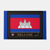 Cambodja & Cambodjaanse vlag huis mat/sport Welkom Deurmat (Voorkant)