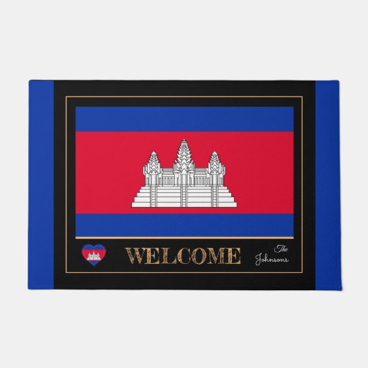 Cambodja & Cambodjaanse vlag huis mat/sport Welkom Deurmat (Voorkant)