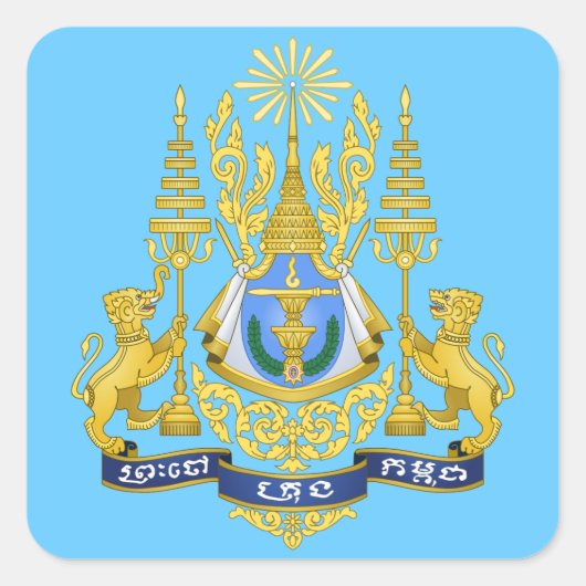 cambodja embleem vierkante sticker (Voorkant)