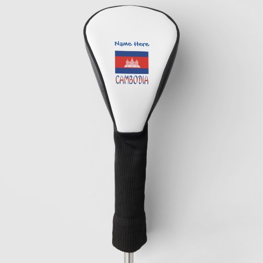 Cambodja en Cambodjaanse vlag - Aangepast Golfheadcover (Voorkant)