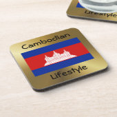 Cambodja Flag+Text Onderzetter (Linkerzijde)