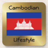 Cambodja Flag+Text Onderzetter (Voorkant)
