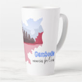 Cambodja Herinneringen Kaart Met Monnik Gepersonal Latte Mok (Rechterhoek)