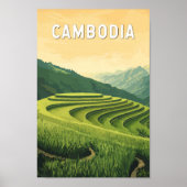 Cambodja Illustratie Reizen Art Vintage Poster (Voorkant)