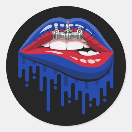 Cambodja Lips Pride Root Flag Ronde Sticker (Voorkant)