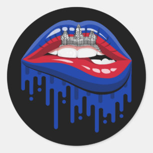 Cambodja Lips Pride Root Flag Ronde Sticker