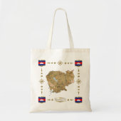Cambodja Map + Flags Bag Tote Bag (Voorkant)