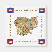 Cambodja Map + Flags Magnet (Voorkant)
